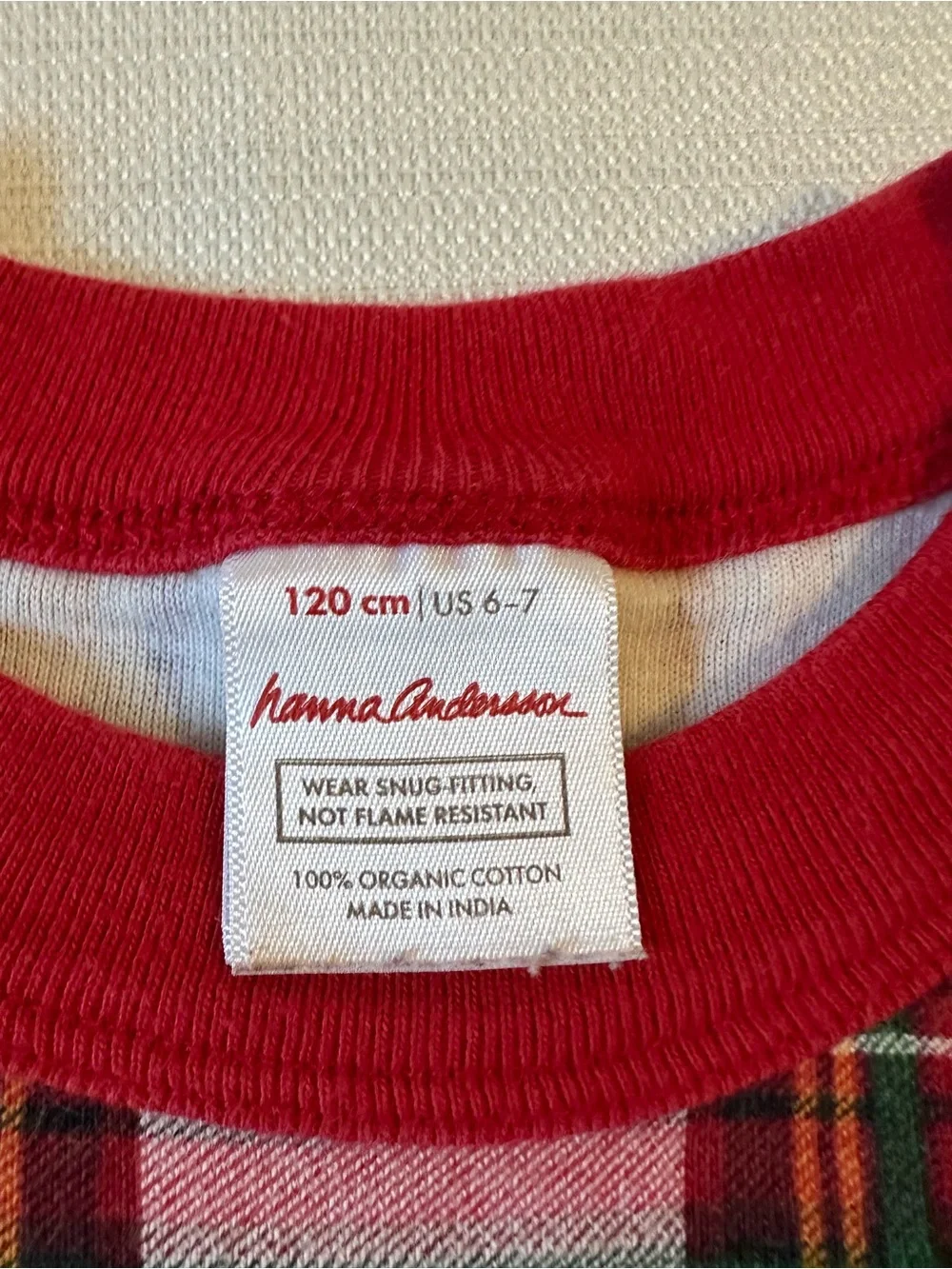 Hanna Andersson Kids Red Holiday Plaid Organic Cotton Pajama Set Size 6-7